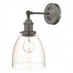Arvin Industrial Wall Light Antique Chrome with Clear Glass Shade