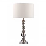 Madrid Ball Table Lamp Satin Chrome complete with Shade