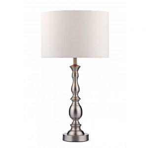 Madrid Ball Table Lamp Satin Chrome complete with Shade