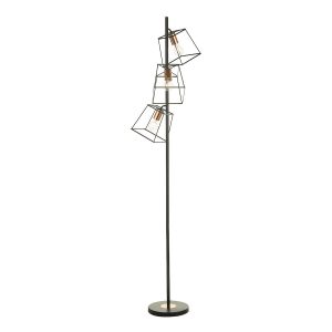 Tower Black and Copper 3 Light Floor Lamp