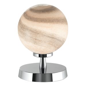 Esben Touch Table Lamp Polished Chrome With Planet Glass