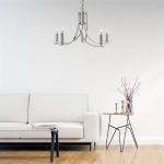ASCONA 5LT PENDANT – SATIN SILVER WITH CLEAR GLASS SCONCES