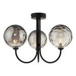 Jared 3 Light Semi Flush Matt Black Smoked Dimpled Glass