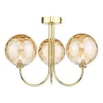 Jared 3 Light Semi Flush Polished Gold Champagne Dimpled Glass