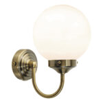 Barclay Bathroom Wall Light Antique Brass Opal Glass IP44