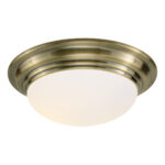 Barclay Large Bathroom Flush Antique Brass Opal Glass IP44