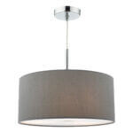 Ronda 3 Light Pendant Grey Faux Silk Shade 40cm