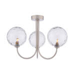 Jared 3 Light Semi Flush Satin Nickel & Dimpled Clear Glass