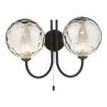 Jared Double Wall Light Matt Black Smoked Dimpled Glass