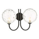 Jared Double Wall Light Matt Black Clear Dimpled Glass