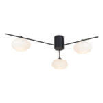 Jasper 3 Light Semi Flush Matt Black Opal Glass