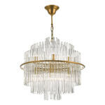 Lukas 13 Light Pendant Brushed Antique Gold And Clear Glass