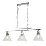 Pyramid 3Lt Bar Pendant- Chrome Metal & Glass