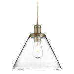 Pyramid Pendant Light – Antique Brass Metal & Glass