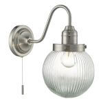 Tamara Wall Light Satin Nickel Ribbed Glass