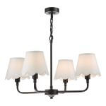 Padme 4 Light Pendant Matt Black With Ivory Shade