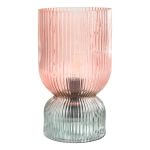 Rhubarb Pink and Green Ribbed Glass Table Lamp