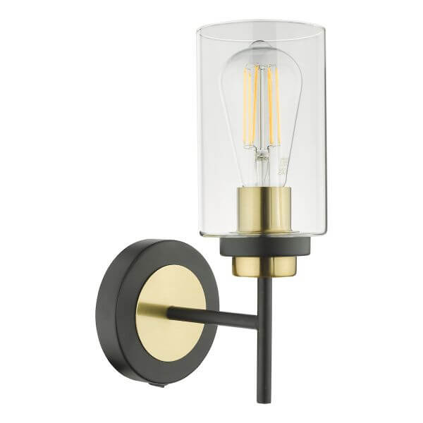 Abel Single Wall Light Satin Black & Gold with Glass Shades