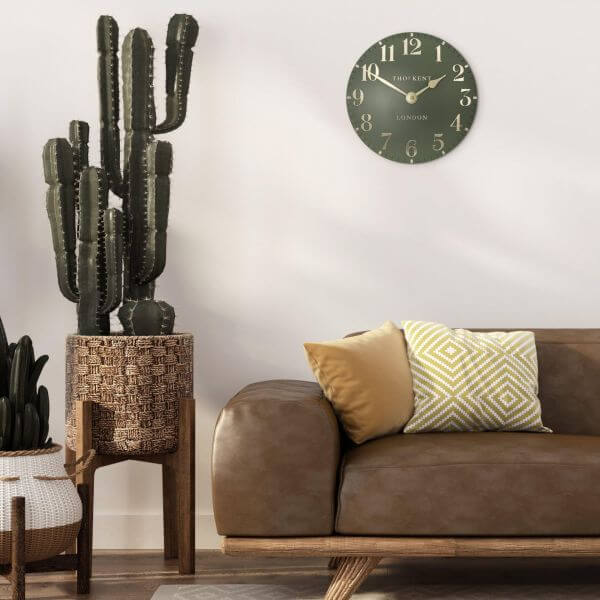 Arabic 12 Inch Wall Clock Lichen Green