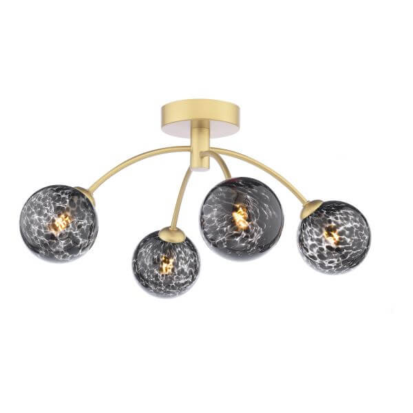 Izzy 4 light semi flush gold with black confetti glass