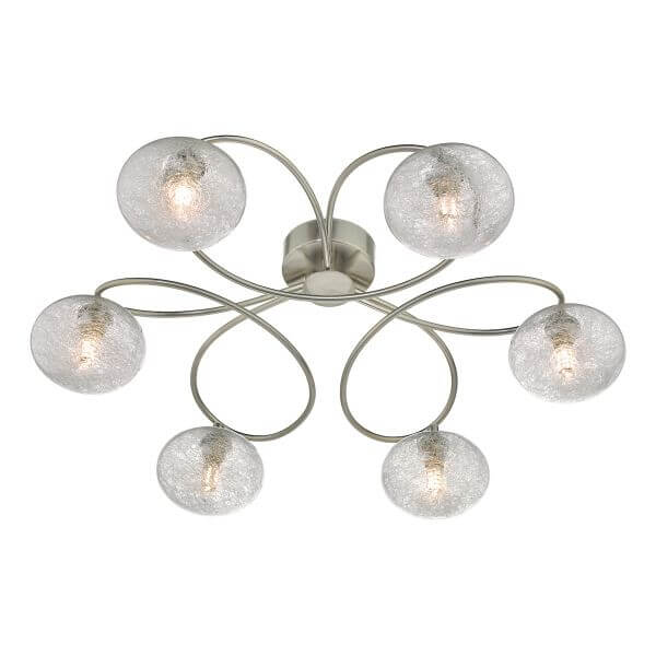 Leysha 6Lt Semi Flush Satin Nickel & Glass - Image 2