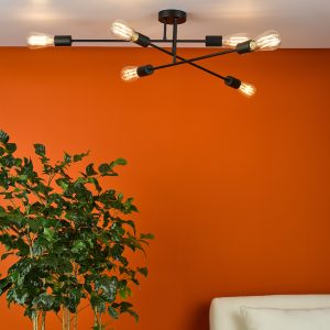 Neve 6 Light Flush Matt Black